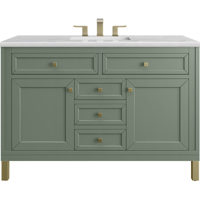 James Martin Chicago 48 inch Single Vanity, Smokey Celadon, w/ 3 CM Arctic Fall Solid Surface Top, 840467801938, 503-V48-SC-3AF