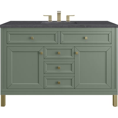 James Martin Chicago 48 inch Single Vanity, Smokey Celadon, w/ 3 CM Charcoal Soapstone Silestone® Top, 840467801952, 503-V48-SC-3CSP