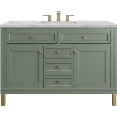 James Martin Chicago 48 inch Single Vanity, Smokey Celadon, w/ 3 CM Victorian Silver Silestone® Top, 840467801983, 503-V48-SC-3VSL