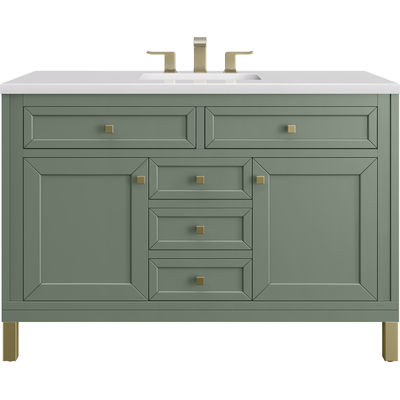 James Martin Chicago 48 inch Single Vanity, Smokey Celadon, w/ 3 CM White Zeus Silestone® Top, 840467801990, 503-V48-SC-3WZ