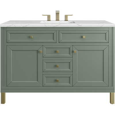 James Martin Chicago 48 inch Single Vanity, Smokey Celadon, w/ 3 CM Ethereal Noctis Silestone® Top w/FreePower Wireless Charger, 840467811166, 503-V48-SC-FENC