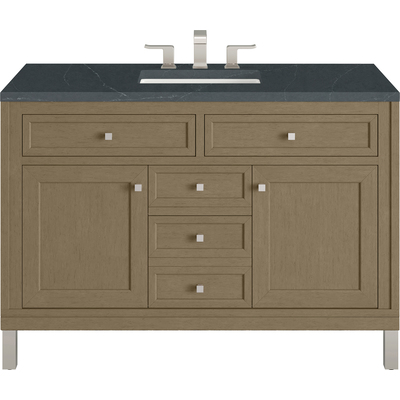 James Martin Chicago 48 inch Single Vanity, Walnut Whisper, w/ 3 CM Charcoal Soapstone Silestone® Top, 840467802034, 503-V48-WLW-3CSP