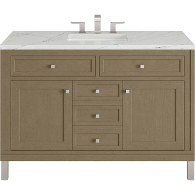 James Martin Chicago 48 inch Single Vanity, Walnut Whisper, w/ 3 CM Ethereal Noctis Silestone® Top, 840467802058, 503-V48-WLW-3ENC