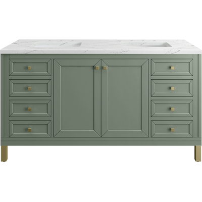 James Martin Chicago 60 inch Double Vanity, Smokey Celadon, w/ 3 CM Ethereal Noctis Silestone® Top, 840467802232, 503-V60D-SC-3ENC