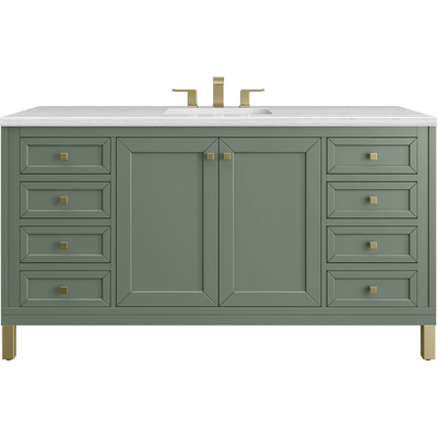James Martin Chicago 60 inch Single Vanity, Smokey Celadon, w/ 3 CM Arctic Fall Solid Surface Top, 840467802454, 503-V60S-SC-3AF