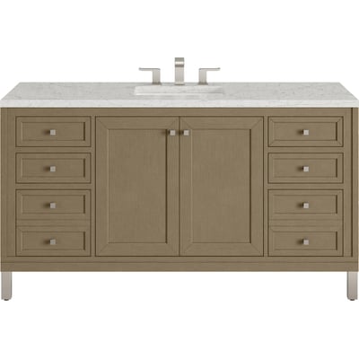 James Martin Chicago 60 inch Single Vanity, Walnut Whisper, w/ 3 CM Eternal Jasmine Pearl Silestone® Top, 840467802560, 503-V60S-WLW-3EJP