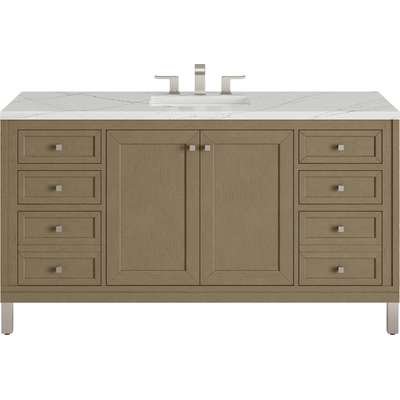 James Martin Chicago 60 inch Single Vanity, Walnut Whisper, w/ 3 CM Ethereal Noctis Silestone® Top, 840467802577, 503-V60S-WLW-3ENC