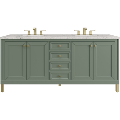 James Martin Chicago 72 inch Double Vanity, Smokey Celadon, w/ 3 CM Eternal Jasmine Pearl Silestone® Top, 840467802744, 503-V72-SC-3EJP