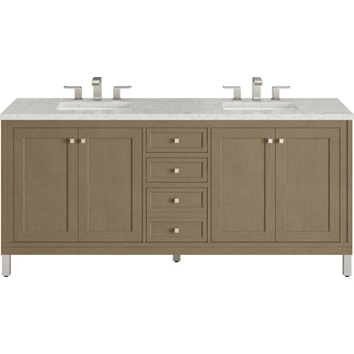 James Martin Chicago 72 inch Double Vanity, Walnut Whisper, w/ 3 CM Eternal Jasmine Pearl Silestone® Top, 840467802829, 503-V72-WLW-3EJP