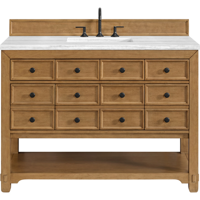 James Martin Malibu 48 inch Single Vanity, Amber Birch w/ 3 CM Arctic Fall Solid Surface Top, 840108992131, 505-V48-AMB-3AF