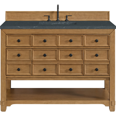 James Martin Malibu 48 inch Single Vanity, Amber Birch w/ 3 CM Charcoal Soapstone Quartz Top, 840108992155, 505-V48-AMB-3CSP