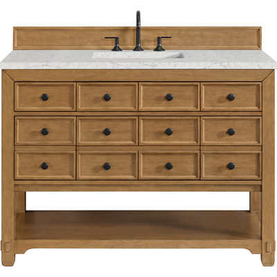 James Martin Malibu 48 inch Single Vanity, Amber Birch w/ 3 CM Eternal Jasmine Pearl Quartz Top, 840108992186, 505-V48-AMB-3EJP
