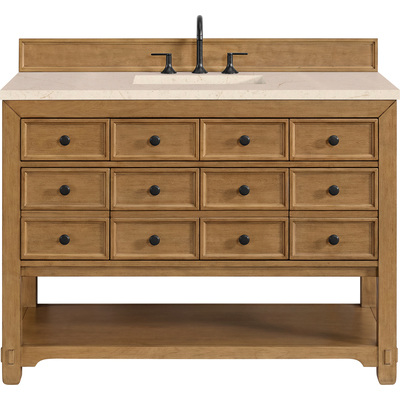 James Martin Malibu 48 inch Single Vanity, Amber Birch w/ 3 CM Eternal Marfil Quartz Top, 840108992193, 505-V48-AMB-3EMR