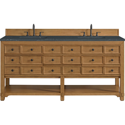 James Martin Malibu 72 inch Double Vanity, Amber Birch w/ 3 CM Charcoal Soapstone Top, 840108992377, 505-V72-AMB-3CSP