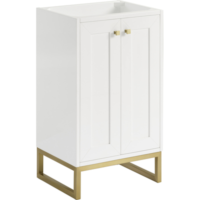 James Martin Chianti 20 inch Single Cabinet, Glossy White, Champagne Brass, 840467805660, 533-V20-GW-CB
