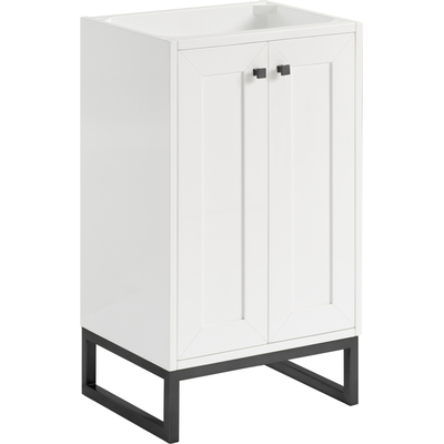 James Martin Chianti 20 inch Single Cabinet, Glossy White, Matte Black, 840467805653, 533-V20-GW-MBK