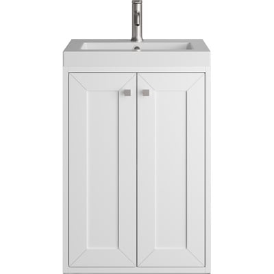 James Martin Chianti 20 inch Single Vanity, Glossy White w/ White Glossy Composite Stone Top, 840467805516, 533V20GWWG