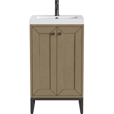 James Martin Chianti 20 inch Single Vanity, Walnut Whisper, Matte Black, w/ White Glossy Composite Stone Top, 840467805530, 533V20WLWMBKWG