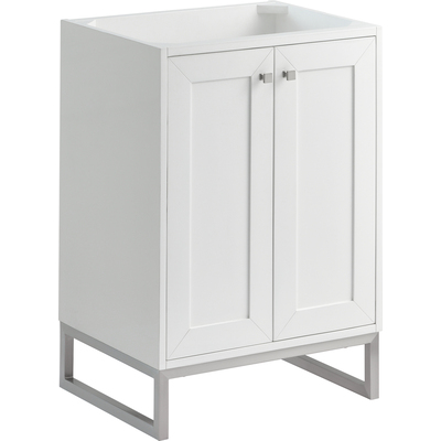 James Martin Chianti 24 inch Single Cabinet, Glossy White, Brushed Nickel, 840467805707, 533-V24-GW-BNK