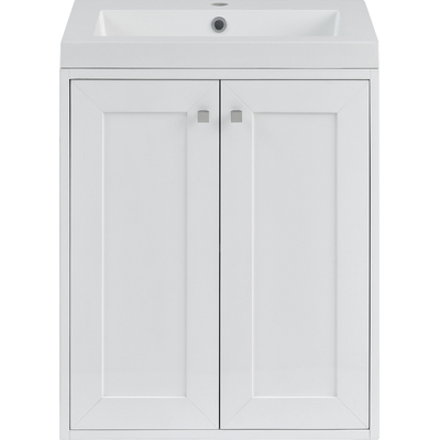 James Martin Chianti 24 inch Single Vanity, Glossy White w/ White Glossy Composite Stone Top, 840467805592, 533V24GWWG