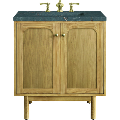 James Martin Laurent 30 inch Single Vanity, Light Natural Oak w/ 3 CM Parisien Bleu Top, 840108967986, 545-V30-LNO-3PBL