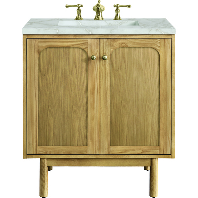 James Martin Laurent 30 inch Single Vanity, Light Natural Oak w/ 3 CM Victorian Silver Top, 840108966279, 545-V30-LNO-3VSL