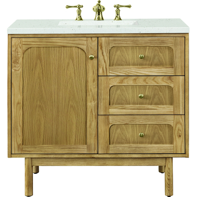 James Martin Laurent 36 inch Single Vanity, Light Natural Oak w/ 3 CM Lime Delight Top, 840108969553, 545-V36-LNO-3LDL