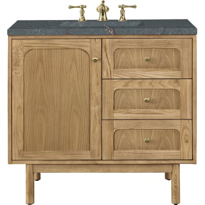 James Martin Laurent 36 inch Single Vanity, Light Natural Oak w/ 3 CM Parisien Bleu Top, 840108967993, 545-V36-LNO-3PBL
