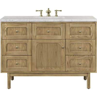 James Martin Laurent 48 inch Single Vanity, Light Natural Oak w/ 3 CM Eternal Jasmine Pearl Top w/FreePower Wireless Charger, 840467811302, 545-V48-LNO-FEJP