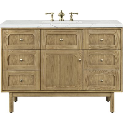 James Martin Laurent 48 inch Single Vanity, Light Natural Oak w/ 3 CM Ethereal Noctis Top w/FreePower Wireless Charger, 840467811319, 545-V48-LNO-FENC