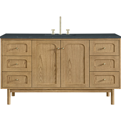 James Martin Laurent 60 inch Single Vanity, Light Natural Oak, w/ 3 CM Charcoal Soapstone Quartz Top, 840467804861, 545-V60S-LNO-3CSP