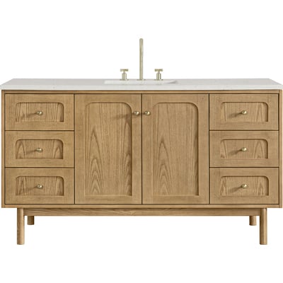 James Martin Laurent 60 inch Single Vanity, Light Natural Oak, w/ 3 CM Lime Delight Quartz Top, 840467804908, 545-V60S-LNO-3LDL