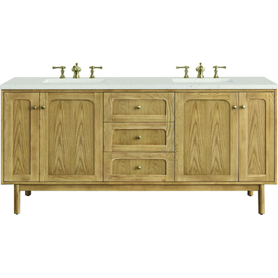 James Martin Laurent 72 inch Double Vanity, Light Natural Oak w/ 3 CM Lime Delight Top, 840108969577, 545-V72-LNO-3LDL