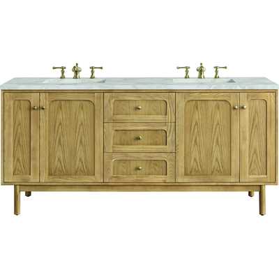 James Martin Laurent 72 inch Double Vanity, Light Natural Oak w/ 3 CM Victorian Silver Top, 840108966309, 545-V72-LNO-3VSL