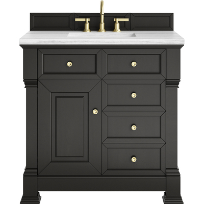 James Martin Brookfield 36 inch Single Vanity, Black Onyx w/ 3 CM Arctic Fall Solid Surface Top, 840467802881, 547-V36-BKO-3AF