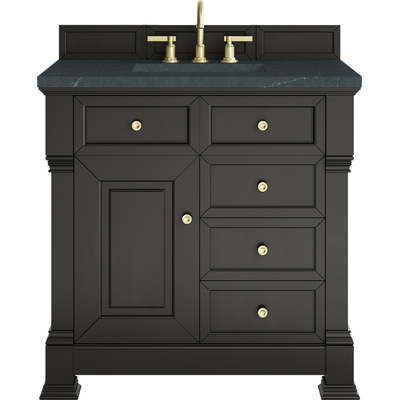 James Martin Brookfield 36 inch Single Vanity, Black Onyx w/3 CM Charcoal Soapstone Silestone® Top, 840467802904, 547-V36-BKO-3CSP