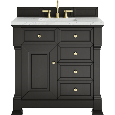 James Martin Brookfield 36 inch Single Vanity, Black Onyx w/ 3 CM Ethereal Noctis Silestone® Top, 840467802928, 547-V36-BKO-3ENC