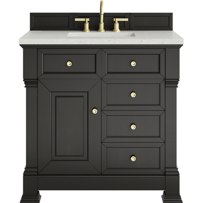 James Martin Brookfield 36 inch Single Vanity, Black Onyx w/ 3 CM Lime Delight Silestone® Top, 840467802935, 547-V36-BKO-3LDL