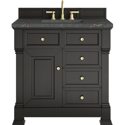 James Martin Brookfield 36 inch Single Vanity, Black Onyx w/ 3 CM Parisien Bleu Silestone® Top, 840108999505, 547-V36-BKO-3PBL