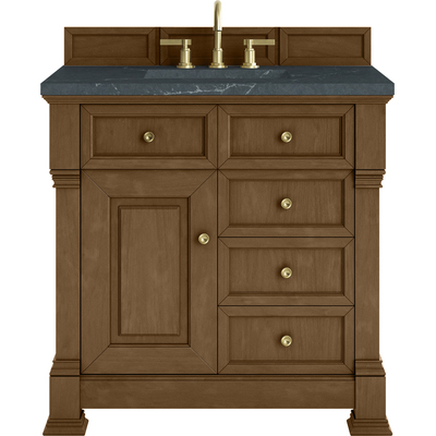 James Martin Brookfield 36 inch Single Vanity, Honey Oak w/ 3 CM Charcoal Soapstone Silestone® Top, 840467802997, 547-V36-HNO-3CSP