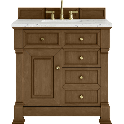 James Martin Brookfield 36 inch Single Vanity, Honey Oak w/ 3 CM Ethereal Noctis Silestone® Top, 840467803017, 547-V36-HNO-3ENC