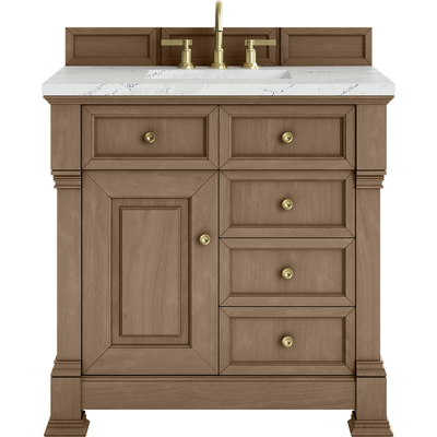 James Martin Brookfield 36 inch Single Vanity, Pecan w/ 3 CM Ethereal Noctis Silestone® Top, 840467803109, 547-V36-PCN-3ENC