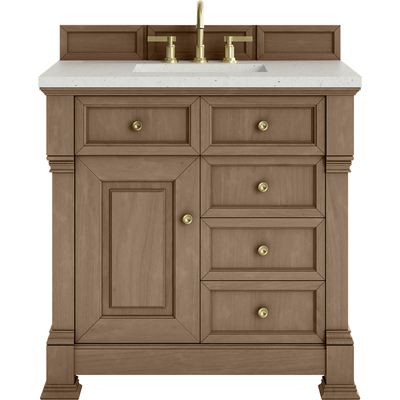 James Martin Brookfield 36 inch Single Vanity, Pecan w/ 3 CM Lime Delight Silestone® Top, 840467803116, 547-V36-PCN-3LDL