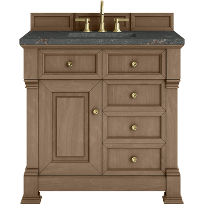 James Martin Brookfield 36 inch Single Vanity, Pecan w/ 3 CM Parisien Bleu Silestone®  Top, 840108999529, 547-V36-PCN-3PBL