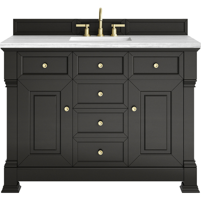 James Martin Brookfield 48 inch Single Vanity, Black Onyx w/ 3 CM Arctic Fall Solid Surface Top, 840467803154, 547-V48-BKO-3AF