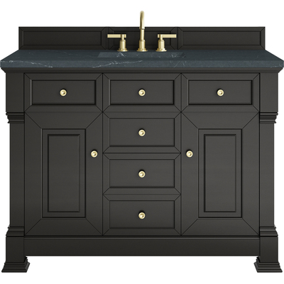 James Martin Brookfield 48 inch Single Vanity, Black Onyx w/3 CM Charcoal Soapstone Silestone® Top, 840467803178, 547-V48-BKO-3CSP
