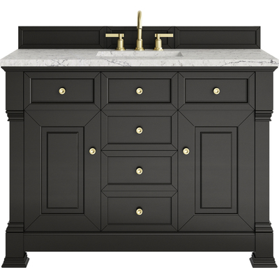 James Martin Brookfield 48 inch Single Vanity, Black Onyx w/ 3 CM Eternal Jasmine Pearl Silestone® Top, 840467803185, 547-V48-BKO-3EJP