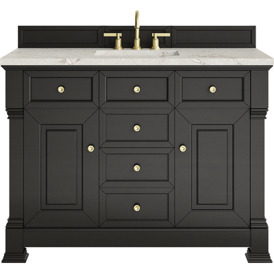 James Martin Brookfield 48 inch Single Vanity, Black Onyx w/ 3 CM Victorian Silver Silestone® Top, 840467803215, 547-V48-BKO-3VSL