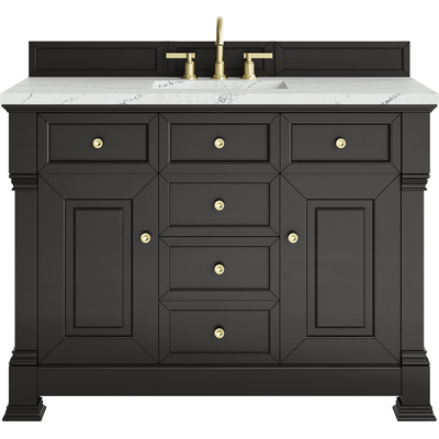 James Martin Brookfield 48 inch Single Vanity, Black Onyx w/ 3 CM Ethereal Noctis Silestone Top w/ FreePower Wireless Charger, 840467807480, 547-V48-BKO-FENC