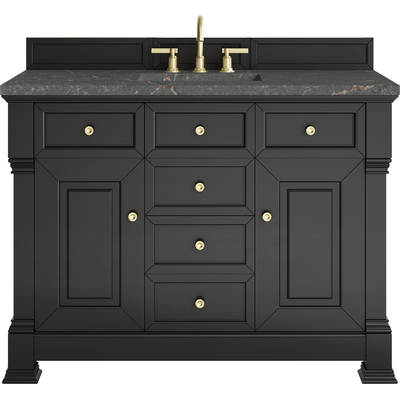 James Martin Brookfield 48 inch Single Vanity, Black Onyx w/ 3 CM Parisien Bleu Silestone Top w/ FreePower Wireless Charger, 840467807497, 547-V48-BKO-FPBL